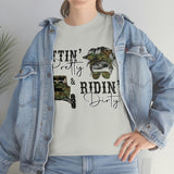 Sittin Pretty Riddin Dirty - Country Life Cotton T-Shirt - Graphic Tees For Women Men Country Shirt Farmhouse Country T Shirt