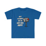 Last Box Happy - Softstyle Short Sleeve Unisex T Shirt, United States Postal Worker Postal Wear Post Office Postal Shirt