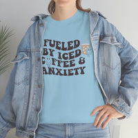 Fueled By Iced Coffee & Anxiety T Shirt - Funny Shirt - Unisex Jersey Short Sleeve Tee