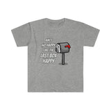 Last Box Happy - Softstyle Short Sleeve Unisex T Shirt, United States Postal Worker Postal Wear Post Office Postal Shirt