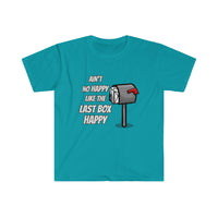 Last Box Happy - Softstyle Short Sleeve Unisex T Shirt, United States Postal Worker Postal Wear Post Office Postal Shirt