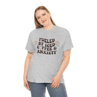 Fueled By Iced Coffee & Anxiety T Shirt - Funny Shirt - Unisex Jersey Short Sleeve Tee